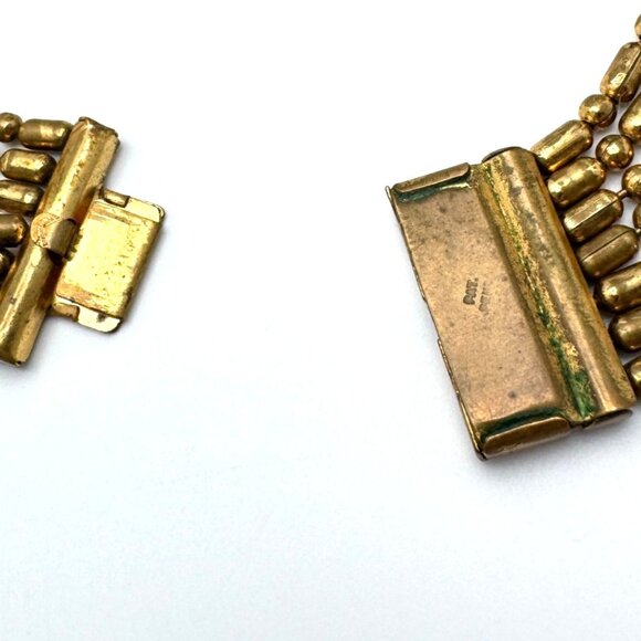 Vintage 7 Multi-Strand Gold-Tone Beaded Necklace With Intricate Clasp 16" - Picture 6 of 8